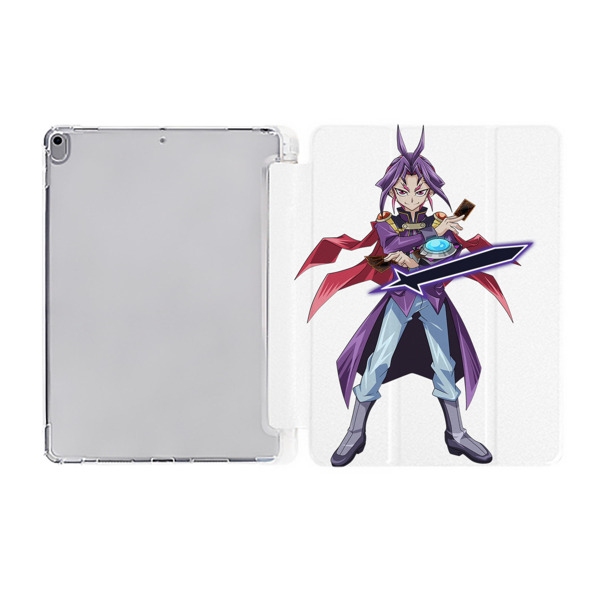 （画像用） 遊☆戯☆王 Yu-Gi-Oh! IPad ケース ペン収納付き 三つ折りスタンド PUレザー×シリコン 対応機種9.5/10.5/10.9インチ